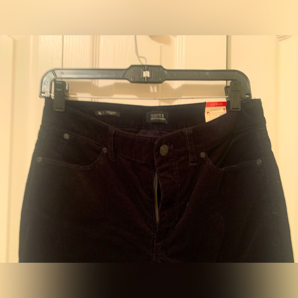 Talbots Black Corduroy Straight Leg Pants 8L - Long Length